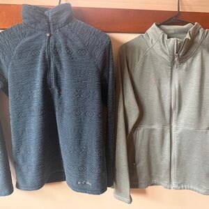 Eddie Bauer Textured Navy and Light Gray Zip-Up Jackets